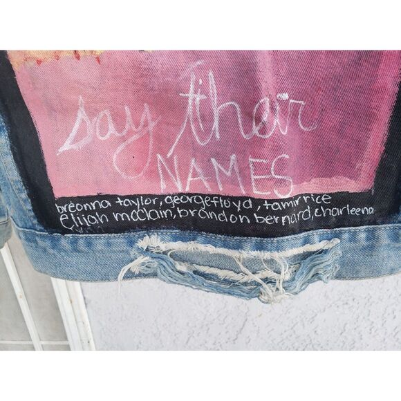 Hand-Painted Art to Wear Denim Jacket – Activist Statement Piece – One of a Kind - Picture 6 of 7